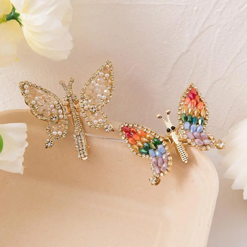Ženy Crystal Vintage Kamienkami Crystal Butterfly Klip Motýľ Vlásenky Heandband Krab Lesklé Drahokamu Lúk Klipy Vlasy Prístup