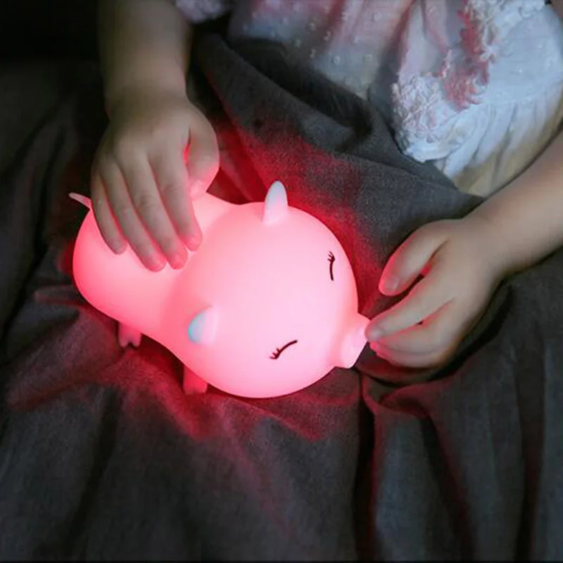 Roztomilý USB Nabíjateľné LED Farebné Stolové Lampy, Nočné Svetlo Dotykový Snímač Tvorivé Zvierat, Ošípaných Svetlo Nočná Lampa pre Deti Baby