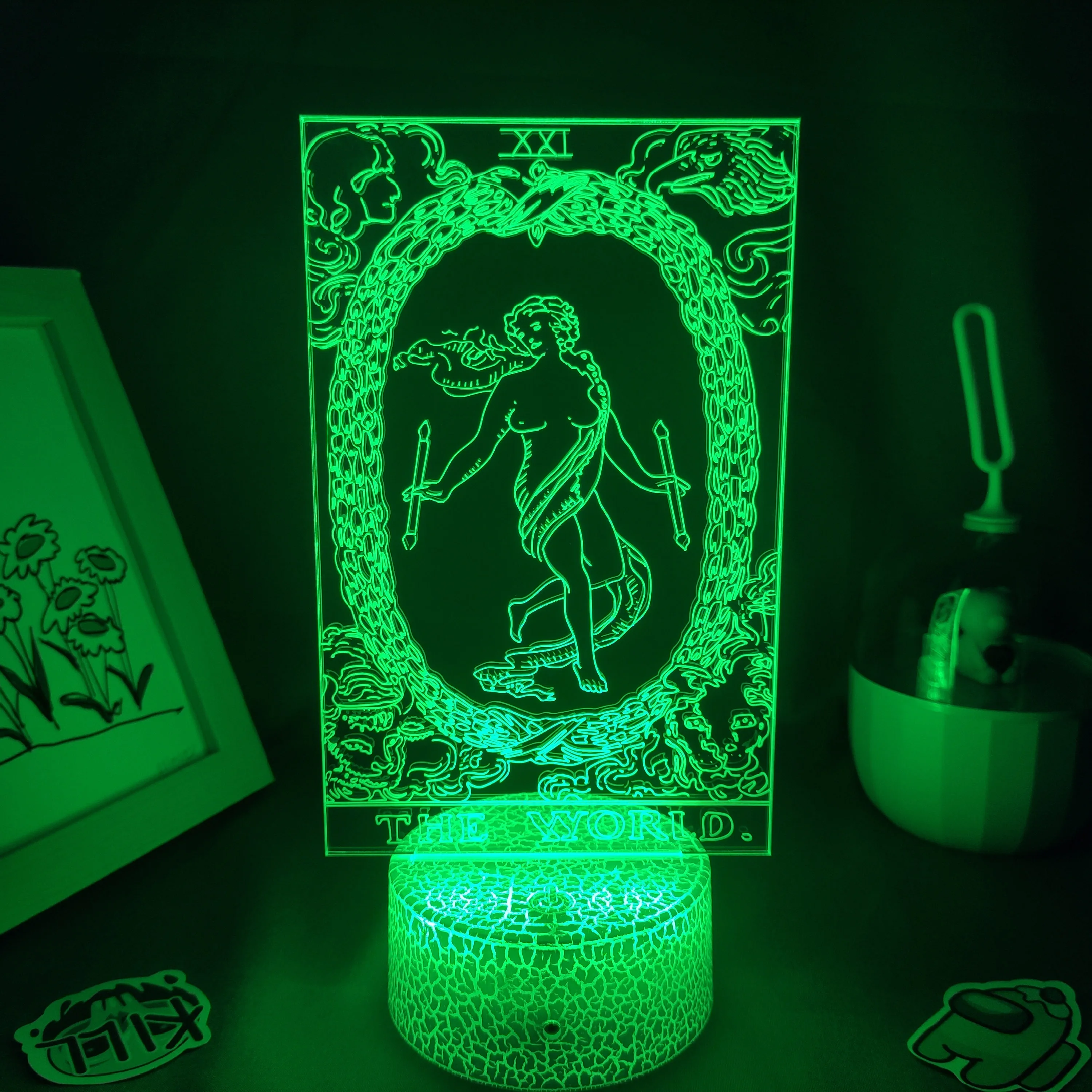 Svet Tarot 3D Lávové Lampy LED RGB Neon Touch USB Batéria Nočné Svetlo Narodeniny Farebné Darček Spálňa Nočný Stolík Dekorácie