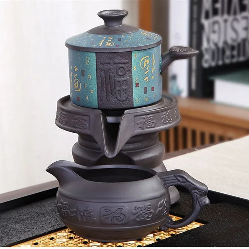 8 Ks Nastaviť Semi Automatic Čaj Sady Čínsky Keramické Fialová Hliny Čaj Nastaviť Šálku Čaju Na Kung-Fu Kanvica Nastaviť Zľavu Globálne