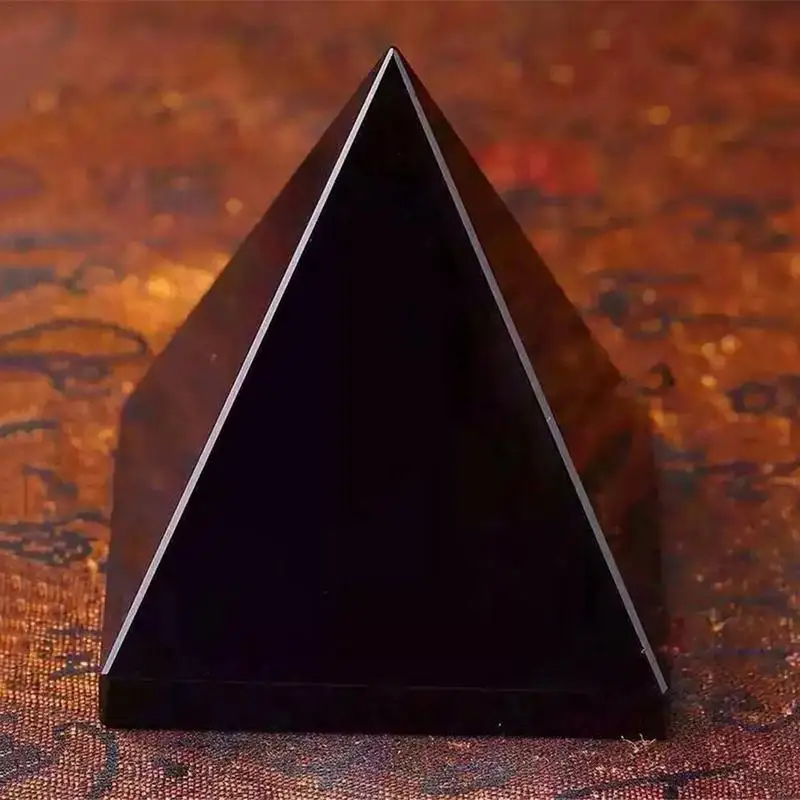 Pyramid Rán Crystal Remesiel Black Prírodné Obsidian Kremeň Darček Domova Krásne Lesklé Povrchu Drop Shipping