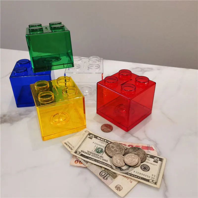 Bloky Prasiatko Ukladanie Box Priehľadný Plast Stavebným Peniaze Box Mince Skladovanie Prípade Dieťa Hračku Darček Zmeniť Boxy Domova
