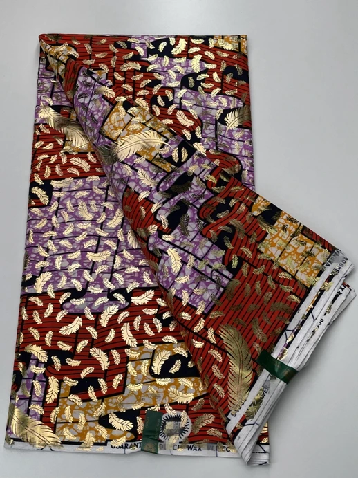 Nový Grand Tkaniva Zlaté Vosk Tkaniny Vytlačené Ankara Brocade Vosk Textílie Afriky Bavlna Vosk Textílie Na Svadby Oblečenie 6 Metrov