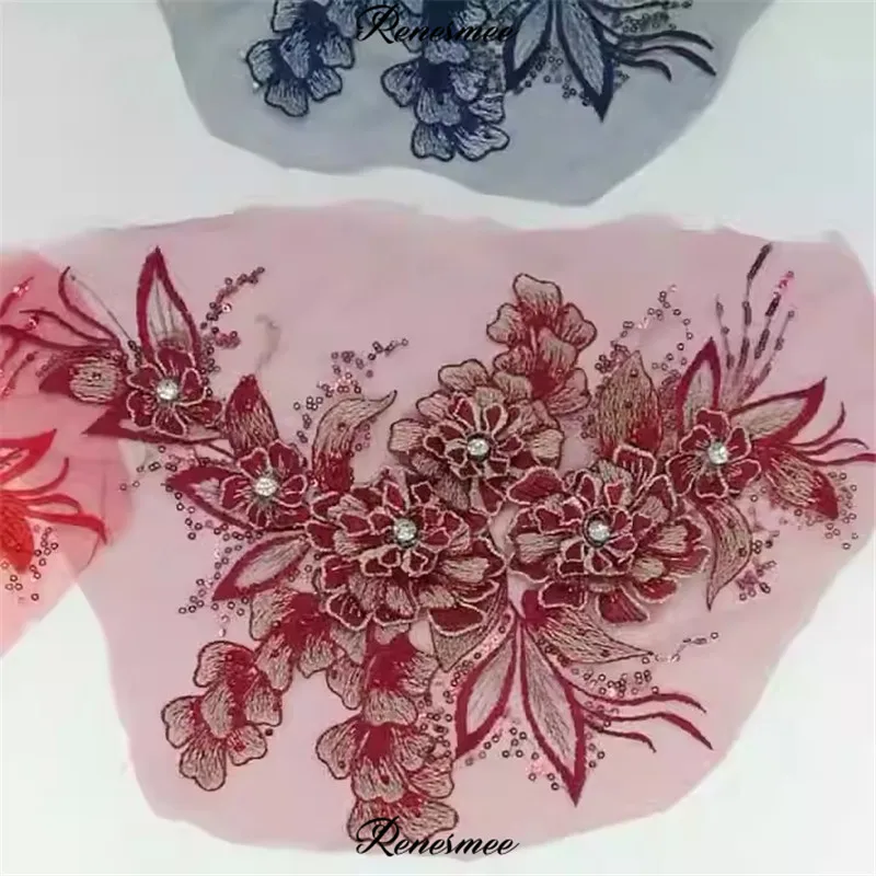 5 ks 3D Výšivky Hot Diamond Flitrami Korálkové Textílie, Čipky Kvet Škvrny Ručné DIY Dekoratívne Doplnky pre Odevy