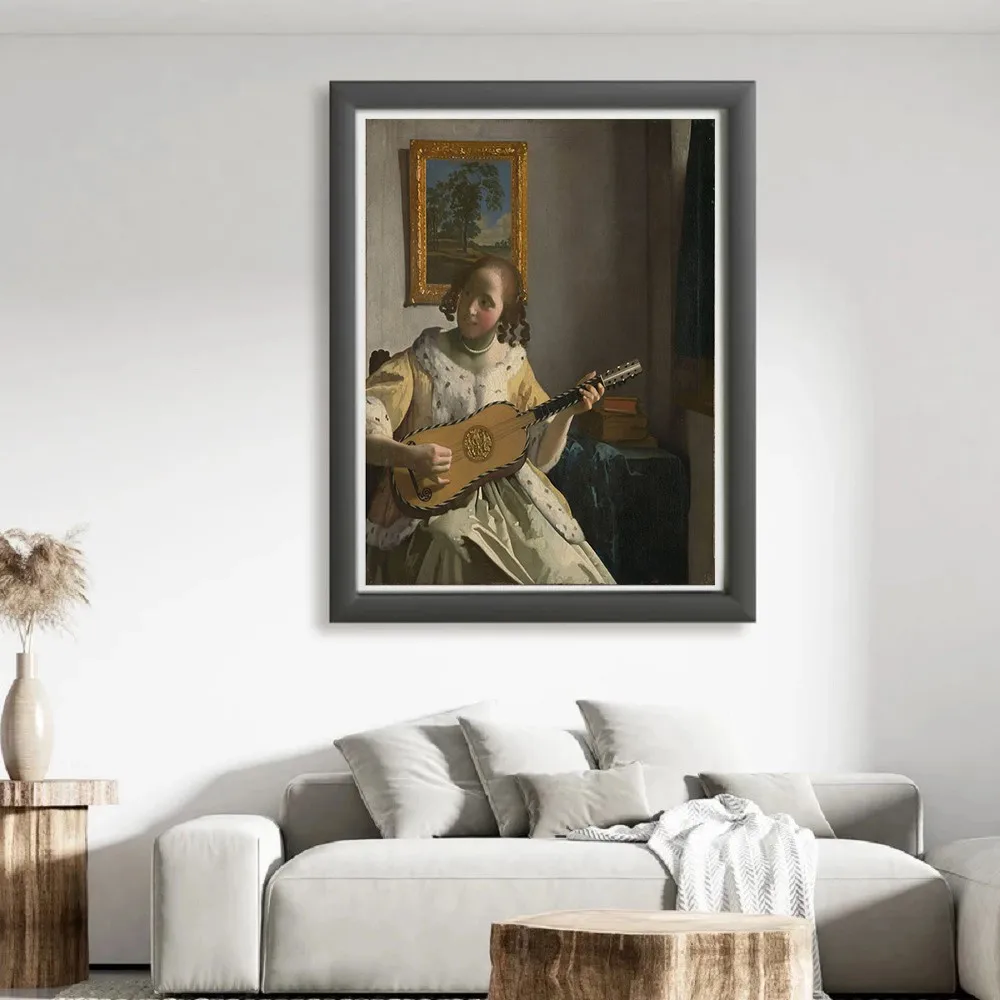 Diamond Maľovanie svetoznámeho Maliara Johannes Vermeer Série Pintura De Diamante Cross Stitch Mozaiky Domáce Dekorácie ダイヤモンドアート