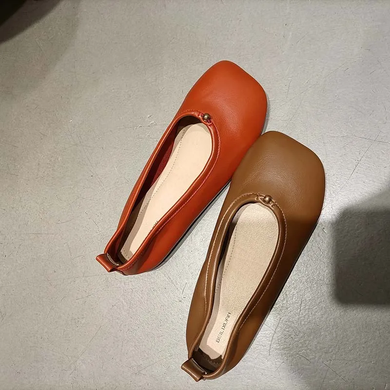 2023 Letné Jarné Topánky Ženy Móda Kolo Prst Plytké Dámy Ploché Sandále Mokasíny Pevné Slip-On Bežné Slobodné Ženy Topánky