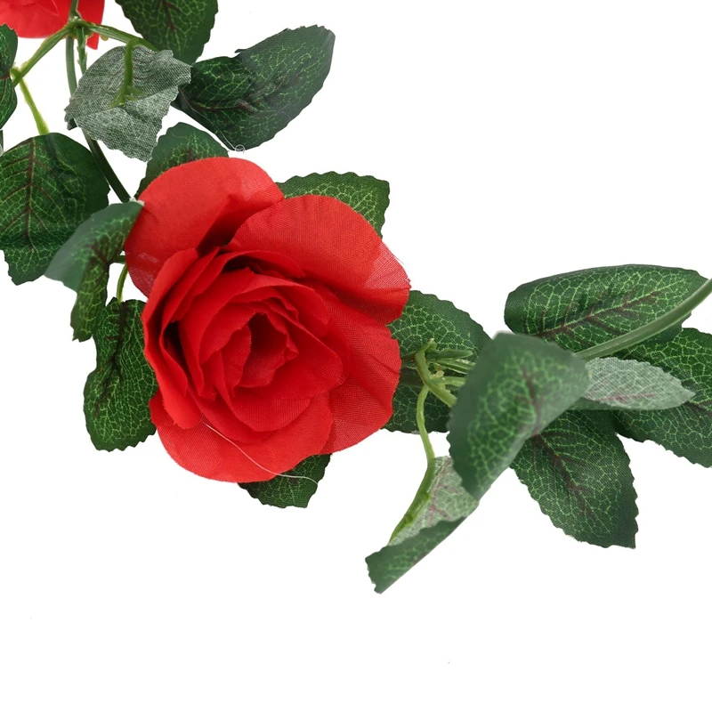180 cm Umelé Ruže Kvet Viniča Svadobné Dekoratívne Skutočný Dotyk Hodvábne Kvety S Zelené Listy Pre Domáce Visí Garland Dekor