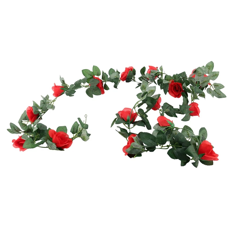 180 cm Umelé Ruže Kvet Viniča Svadobné Dekoratívne Skutočný Dotyk Hodvábne Kvety S Zelené Listy Pre Domáce Visí Garland Dekor