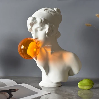 Svetlo Luxusné Orange Vyfúknutie Bubliny Dievča Sochy Nordic Domáce Dekorácie Živice Obrázok Sochy Obývacia Izba Umenie Sochy, Dekorácie