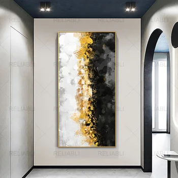 Nordic Čierne Zlato Fóliu, Plátno, Maľovanie Moderné Abstraktné Obývacia Izba Luxusné Domáce Dekorácie Umelecké Plátno Plagáty a Vytlačí Cuadros