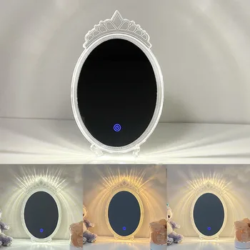 Akryl Koruny LED make-up Zrkadlo Estetické Izba Dekor Dotykový Displej Toaletný Stolík Kozmetické Zrkadlá pre Spálne so Svetlom Darček