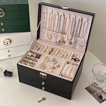 Moderné Luxusné Šperky Box Zásuvky Štýl Zámok Náhrdelníky Náušnice Antioxidant Úložný Box