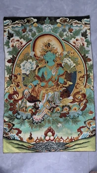 Tibete Budhizmus Hodváb výšivky Sídlom Zelená Tara Budhizmus Thangka Maľovanie nástenná maľba.