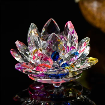 80/100/120/140/200 mm Mix Farieb Skla Lotosový Kvet Crystal Obrázok Paperweight Ornament Feng Shui Dekor Zbierky