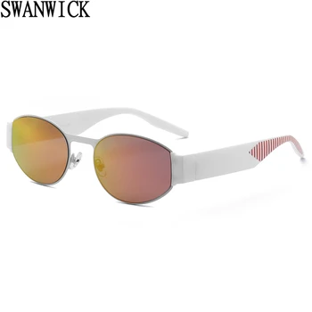 Swanwick retro slnečné okuliare mužov malé rám polarizované okrúhle slnečné okuliare pre ženy kovové hnedé modré letné štýl 2023 hot predaj