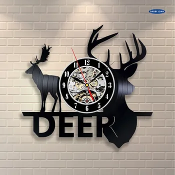 Jeleň Vinyl Hodiny Umenie Domova Izba Dizajn veľké nástenné hodiny aplikácie saati horloge murale