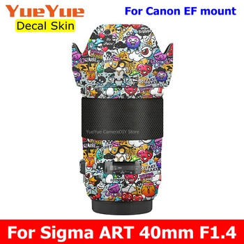 Pre Sigma UMENIE 40 mm F1.4 DG HSM (Pre Canon EF Mount) Odtlačkový Pokožky Vinyl Zábal Film Objektíve Fotoaparátu Ochranná Nálepka ART40 40 1.4 F/1.4