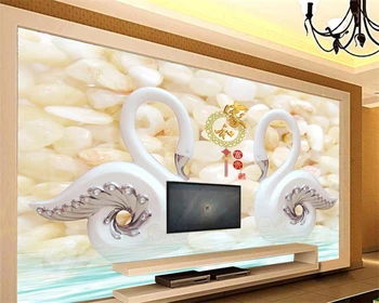 Beibehang 3D Foto Tapety Jade Sochár a Bohaté Swan Kamienkové nástenná maľba, Spálne, Obývacia Izba, TV joj, 3d Tapety abstraktných tém