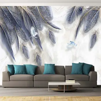 Mramor vinyl fólie samolepiace tapety Nordic abstraktné pearl pierko dekorácie, obývacia izba, spálňa 3D vlastné nástenná maľba