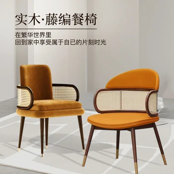 Hot predaj domácnosti masívneho dreva ratan jedálenské stoličky Reštaurácia, talianska moderný jednoduchý dizajn Predaja office Príjem ratan
