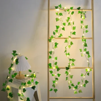 LED Solárne Svetlá String Zelenej Listovej Ratan Vonkajšie Nádvorie Dekorácie, Osvetlenie, Umelé Rastliny Garland Lampa