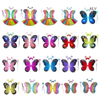 Dievčatá RolePlay Butterfly-Kostýmy Princess Fairy Krídla Čarovná Palička Tutu Sukne Hlavový Most 3/4-Halloween Cosplay-Strana Rekvizity