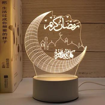 Eid Mubarak 3D Lampy, Akryl LED Nočné Svetlo Valentína Darčeky Nová Tabuľka Roztomilý Svetlo Lampy Ramadánu Dekorácie pre Domov Spálňa