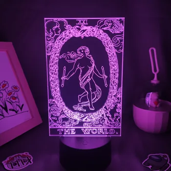 Svet Tarot 3D Lávové Lampy LED RGB Neon Touch USB Batéria Nočné Svetlo Narodeniny Farebné Darček Spálňa Nočný Stolík Dekorácie