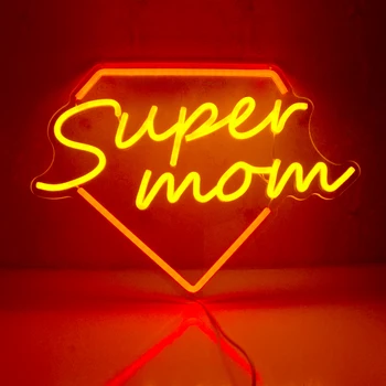 Super Mami Neónový nápis LED Písmená Neónové Svetlá ako Darček pre Manželky, Matky, starej mamy Express Vám Vďačný Mama svetlo s USB/Stmievateľné 