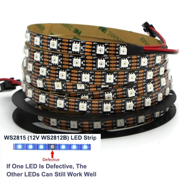 WS2815 DC12V WS2812B WS2813 LED Pásy Svetlo RGB Individuálne Adresovateľné LED Svetlá Dual Signál 30/60/144LEDs/M Pixelov pásky lampa