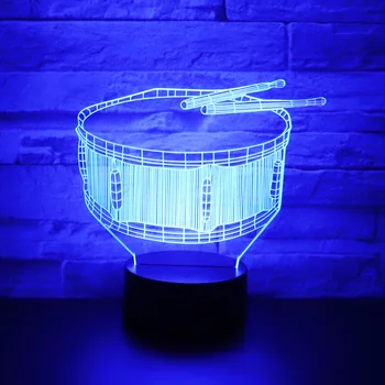3D LED Nočné Svetlo Bubon s 7 Farieb Svetla, pre Domáce Dekorácie, Lampy Úžasné Vizualizácie Optické hudobné nástroje hudobné
