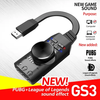GS3 7.1 Kanálový Zvuk Karta, USB Audio Rozhranie, Slúchadlá, Adaptér zvukovú kartu Profesionálne Herné zvukovú kartu pre Mikrofón Reproduktor PC