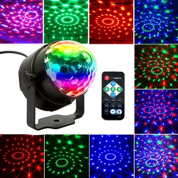LED Fáze RGB Osvetlenie Aktivované Zvukom Rotujúce Disco DJ Party Magic Ball Stroboskop Mini Laserový Projektor Lampa Domov KTV Vianočné Zobraziť