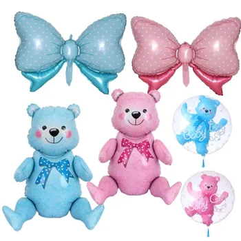 3D Stojaci Medveď Fóliové Balóniky Montáž Chlapec, Dievča, Ružová, Modrá Baby Bear Loptu Narodeninovej Party Dekorácie, Detské Sprcha Darčeky Dodávky