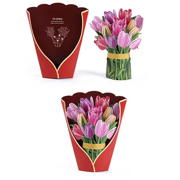 Vyskakovanie Kvetinový Pohľadnice Git Darček Pre Deň matiek Jedinečné Domova 3d Ručné Pop-Up Papierové kvety Kytice Karty, Nastaviť