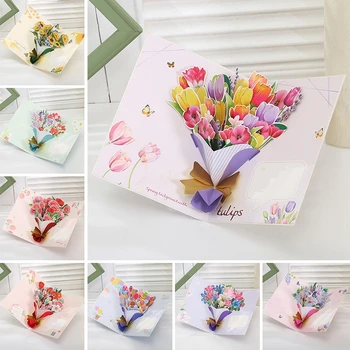 Slnečnica Pozdrav Karta Creative 3D Pohľadnice Kvetinové Kytice Pozvánka Narodeniny Výročie Manželka, Mama Učiteľka Darček