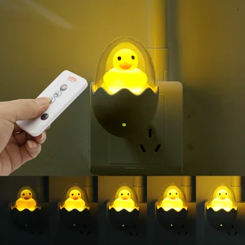 Roztomilý Žltá Kačička LED Nočné Svetlo senzorov Stmievateľné Lampa Diaľkové Ovládanie NÁS EÚ Plug 220V pre Domáce Spálňa Deti detský Darček