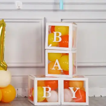 1 Nastavte Balón Box Priehľadný List Box A-Z Plastu Námestie Jasné DIY schránkové Dekor Baby Sprcha Narodeninovej Party Dodávky