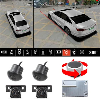 360 Kamery Auto Panoramatický Systém 3D Surround View 1080P AHD Sony 225 Len Pomlčka Cam 8G MP4 Video Rekordér Hostiteľa pre Android Obrazovka