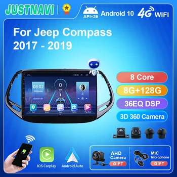 JUSTNAVI Auto Radio Na Jeep Compass 2017 2018 2019 Android 10.0 autorádia Multimediálne Video Prehrávač, GPS Navigáciu Carplay Č 2din