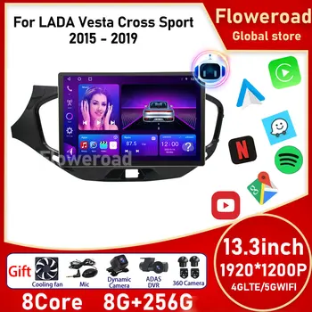Android Auto Pre LADA Vesta Kríž Šport 2015 - 2019 Auto Rádio Multimediálny Prehrávač Stereo Navigácie GPS Carplay Obrazovkou, DVD, Monitor