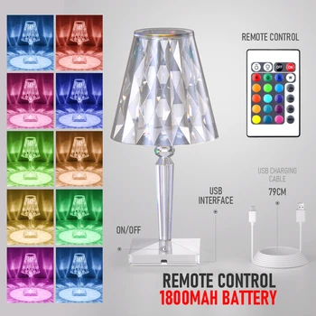 Diamond Crystal Premietacie Nočné Osvetlenie, USB Nabíjanie Touch Ovládania Reštaurácia Dekorácie Stola Svetlo Nočná Lampa Noc