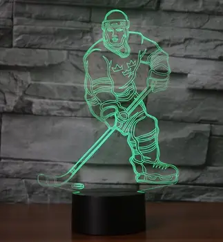 3D ľadový Hokej Dotyk 7-farebná stolná Lampa LED Ilúzie Nočné Svetlo Obchod Bar Spálňa Darček Decor Svetlá