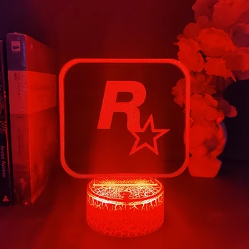 Grand Theft Auto V Hre LOGO Rockstar 3D LED Neon Nočné Svetlo Spálňa Posteli Dekorácie Narodeniny Darček pre Priateľa Fanúšikov Lávové Lampy