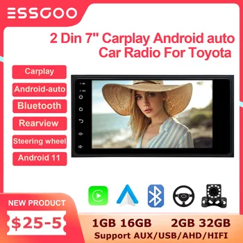 ESSGOO 2 Din 7 Palcový Android autorádia 2G 32G Multimediálny Prehrávač Carplay Android Auto Autoradio Stereo Bluetooth Pre Toyota