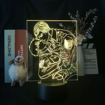 Anime 3D Lampa Útok na Titan Levi Ackermana Led Nočné Svetlo Rivaille Nočného Spálňa Decor Tabuľka Ilúzie Lampara Manga Dary