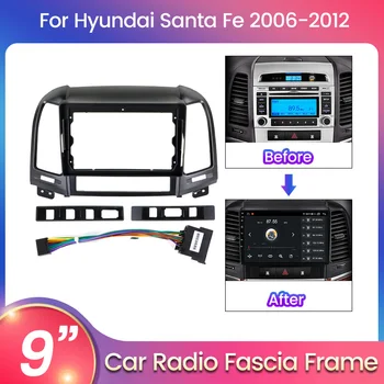 Double Din autorádio Inštaláciu GPS Plastové Fascia Panel Rám a Kábel pre Hyundai Santa Fe IX45 2006-2012 Dash Mount Kit
