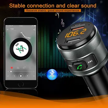 HORÚCE Bluetooth 5.0 Automobilovej Súpravy Handsfree, FM Vysielač, Hudba Mp3 Prehrávač s dvomi USB QC3.0 Rýchle Nabíjanie Podporu U Diskov Prehrávanie C57