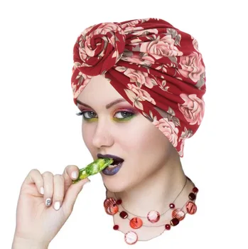 Ženy Turban Uzol Florar Headwrap Moslimských Dámy Vlasy Kryt Čiapočku Hlavu Nosenie India Klobúk Príslušenstvo Skullies Čiapky