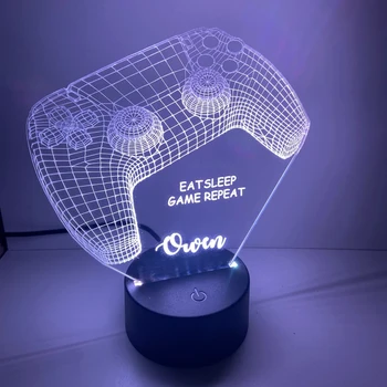 3D Gamepad Ilúzie Lampa Radič Nočné Svetlo Lampy na písací Stôl Deti Izba Dekor Najlepší Festival Narodeninám Darčeky pre Batoľatá Chlapci Dieťa